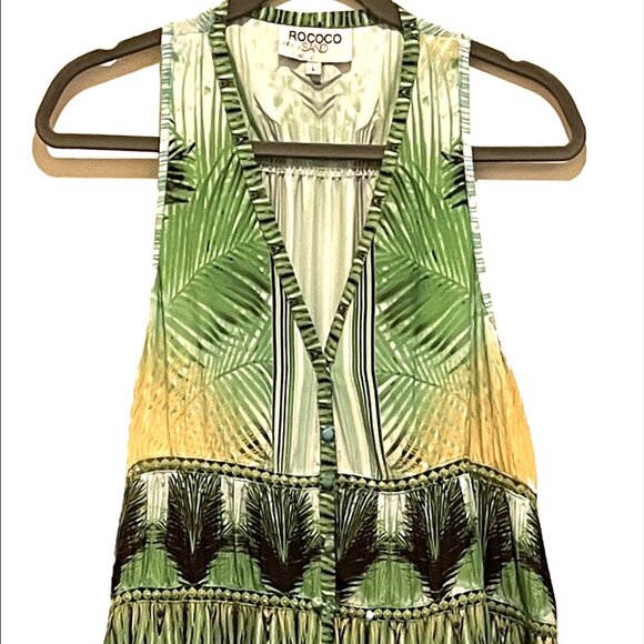 Rococo Sand Palm Springs Print Women's Sleeveless Plunging V-Neck L - Picture 5 of 6